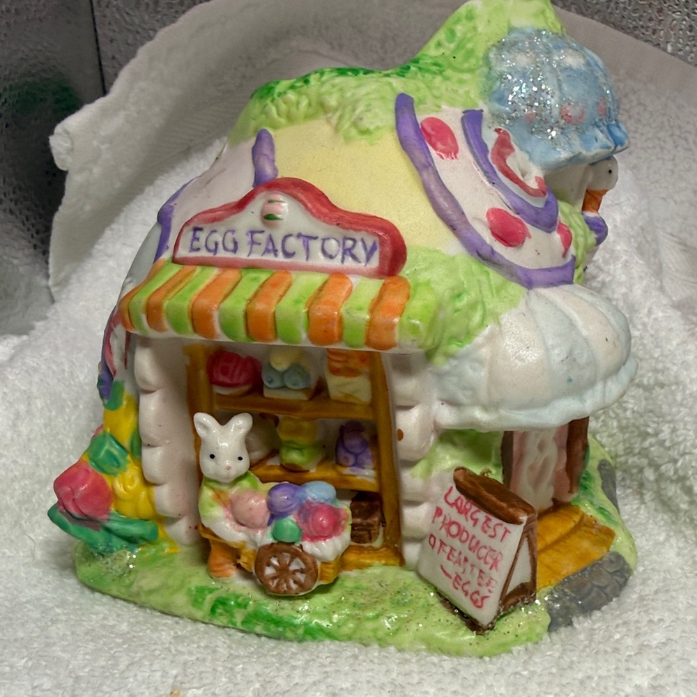 Egg Factory Ceramic Cottage Figurine - Multicolor Decorative Accent